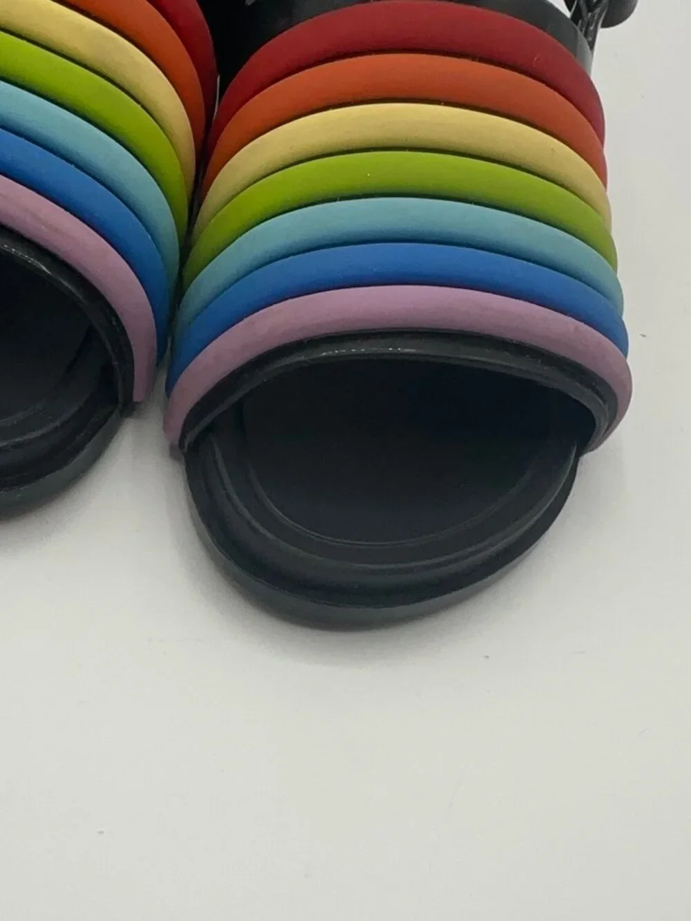Mini Melissa Beach Slide Sandals Rainbow Black Girls Toddler US 8